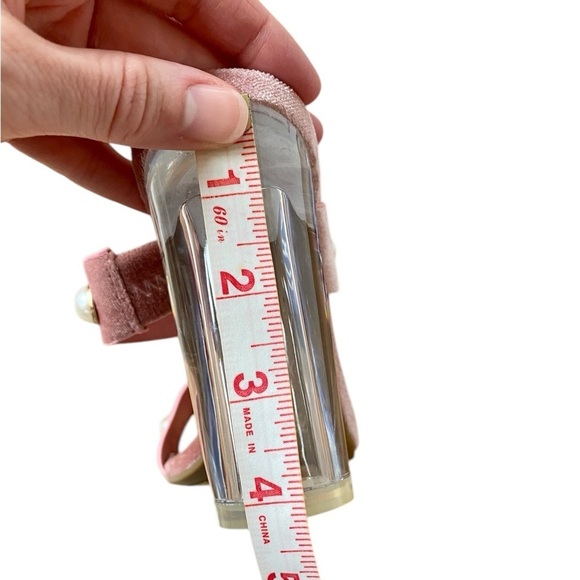 Rouge New Upright Pearl Pink Mauve Velvet Clear Block Heels 7.5 NWT - Picture 6 of 11